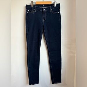 7 For All Mankind Dark Blue Mid Rise Skinny Jeans
